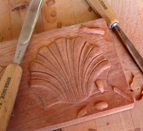 Shell carving in process